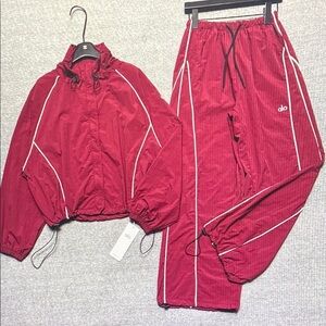 ALO Yoga Women's Red Track Pants & Jacket Set